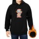 Black hoodie with cute anime reindeer doctor graphic and love medicine text