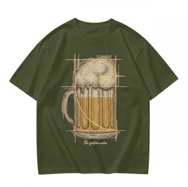 Beer Mug with Golden Ratio Graphic Novelty T-Shirt Print