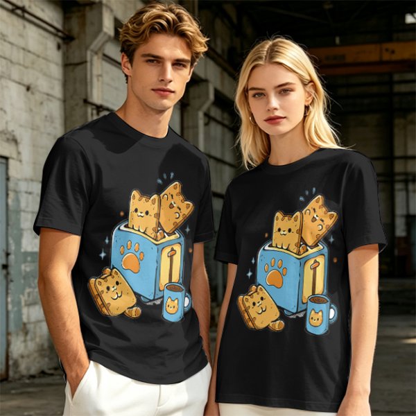 Olive T-Shirt With Cute Cat Toast Toaster Breakfast Art