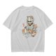 Olive Green T-Shirt With Cat In Robot Helmet Graphic Print