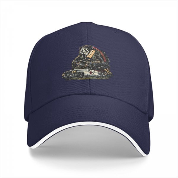 Black Baseball Cap With Ghostface Driving Car Horror Art Print