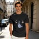 Olive green graphic t-shirt with cartoon pigeon print