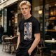 Olive T-Shirt with Japanese Ukiyo-e Dragon and Wave Print