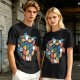 Olive T-Shirt With Cute Cats On A Rubik's Cube Graphic