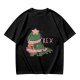 Olive T-shirt with Christmas T-Rex Dinosaur Graphic