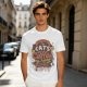 Olive graphic t-shirt with cats and coffee heart quote