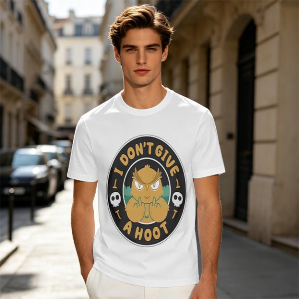 Owl giving middle finger funny graphic olive green t-shirt