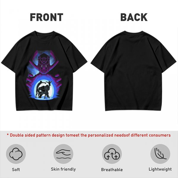 Olive T-Shirt Featuring Galactus Holding Silhouetted Superheroes