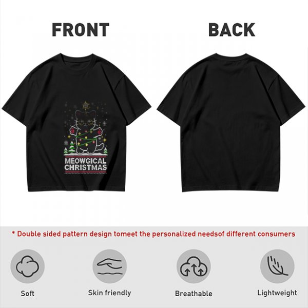 Olive Green Christmas Cat T-Shirt With Meowgical Christmas Print