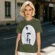 Olive T-Shirt With Moon Silhouette Of Two Children And Umbrella