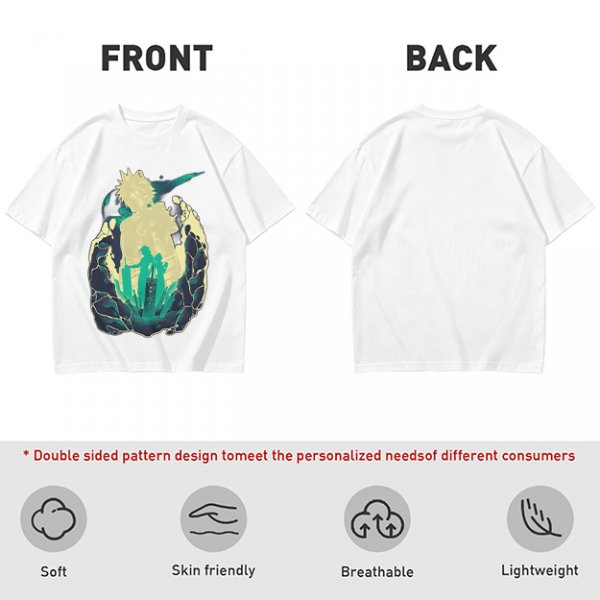 Anime Silhouette Graphic Olive Green Short Sleeve T-Shirt