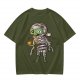 Olive T-Shirt With Cute Mummy Holding Hot Coffee Print