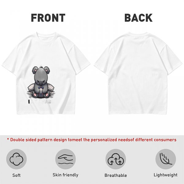 Olive T-shirt with Angry Koala Holding a Small Toy Print