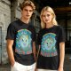 Olive t-shirt with cartoon earth 'friendly reminder' print
