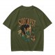 Olive t-shirt with Side Quest fantasy adventure graphic print