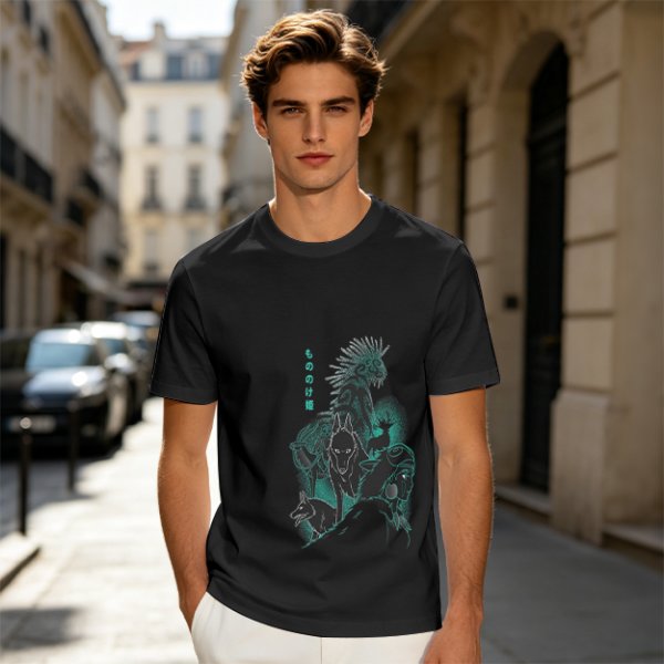 Olive T-shirt with Dark Fantasy Spirit Creature Graphic