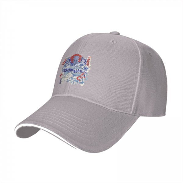 Black Baseball Cap With Japanese Anime Inspired Graphic Print
