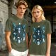 Olive T-Shirt With Celestial Dreamcatcher And Animal Artwork