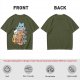 Olive T-Shirt With Chibi Pirate Cats Group Graphic