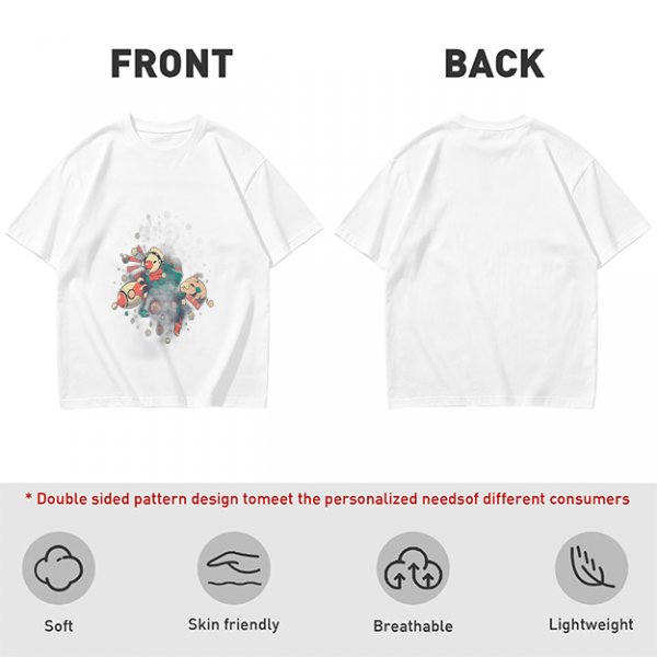 Olive T-Shirt With Whimsical Space Themed Cartoon Print