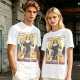 Olive T-shirt with Nunchuck Nun Action Graphic Print