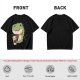 Olive T-shirt with Cute Dinosaur Holding Coffee Print