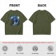 Olive T-Shirt with Starry Night Style Cat Graphic Print