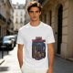 Olive t-shirt with 'I Have Trust Issues' chibi knight graphic