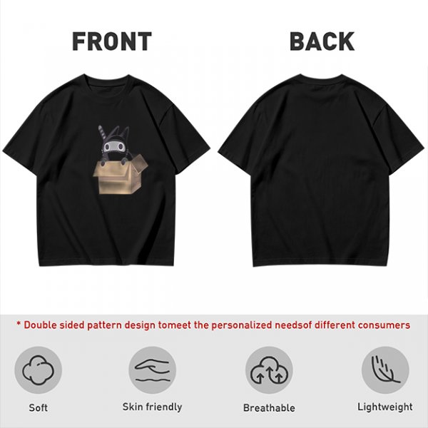 Olive Green T-Shirt With Ninja Cat In Cardboard Box Graphic