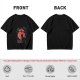 Olive T-Shirt with Black Cat and Red Moon Gothic Art Print