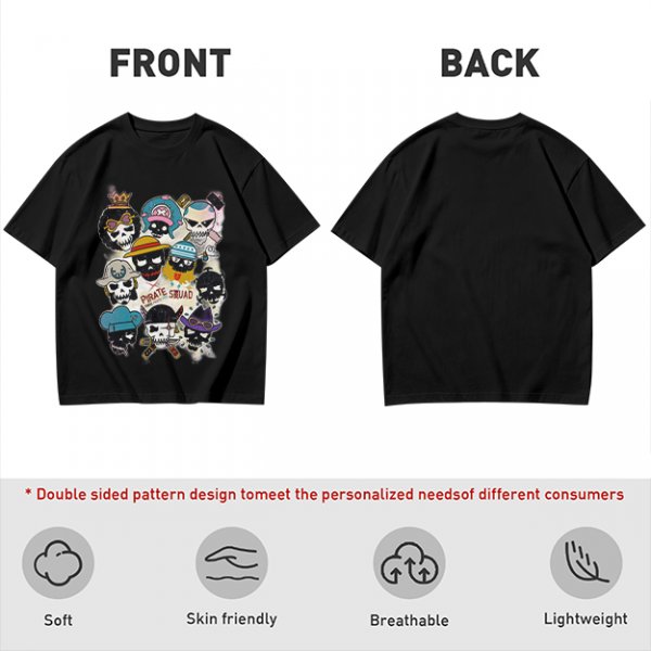 Olive T-Shirt With Pirate Squad Skull Character Print