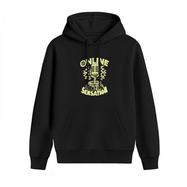 Black Hoodie with Online Ranting Sensation Microphone Graphic