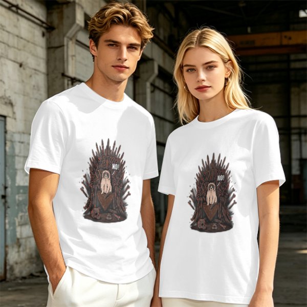 Olive T-shirt with Grumpy Cat on Iron Throne Saying No