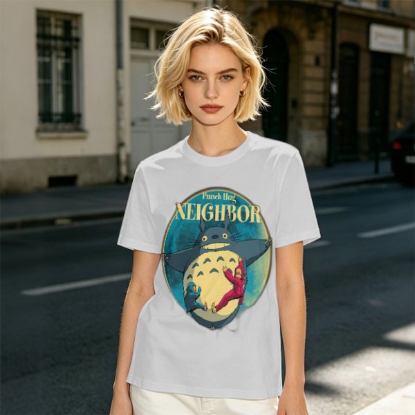 Olive T-shirt with Totoro Neighbor Graphic Print