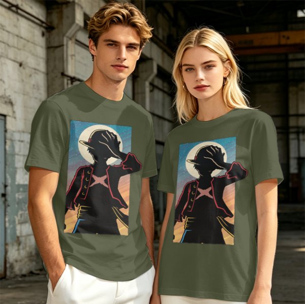 Olive Anime Character Silhouette Graphic T-Shirt