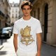 Olive T-Shirt With Cat Sitting On Pizza Pentagram Artwork