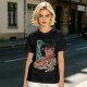 Olive anime graphic t-shirt with girl eating ramen and Japanese text