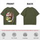 Olive T-shirt with Panda Warrior Riding Mythical Horse Graphic