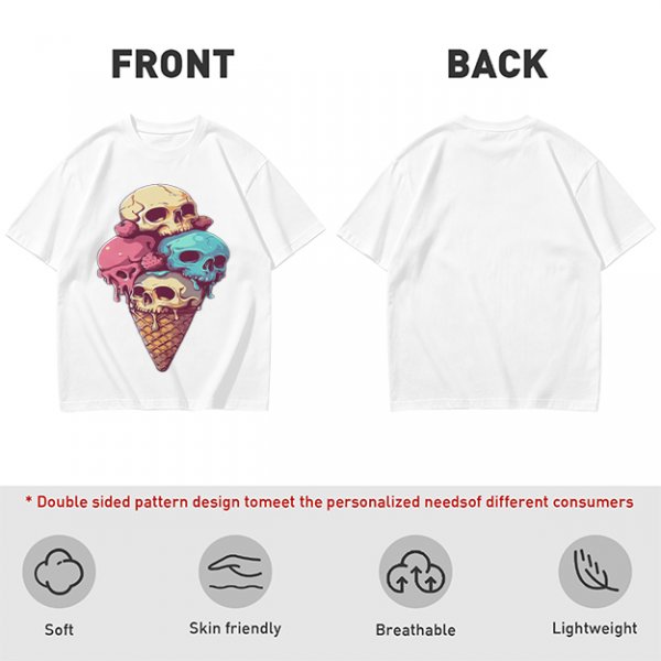Olive T-Shirt With Skull Ice Cream Cone Graphic