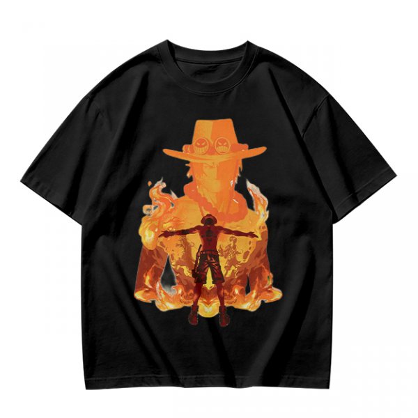 One Piece Ace Fire Silhouette Graphic T-Shirt