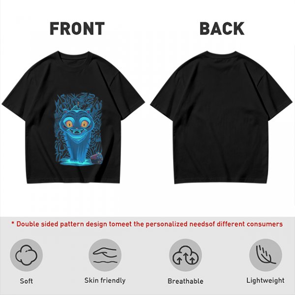 Olive T-shirt with Glowing Blue Cheshire Cat Graphic