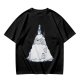 Olive T-shirt with Totoro in Snow and Small Blue Creature Print
