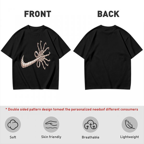 Olive T-shirt with Alien Facehugger Swoosh Graphic Print