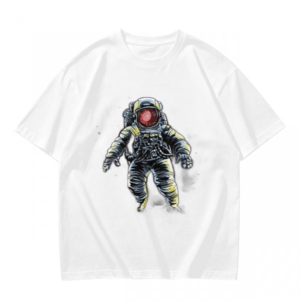 Olive T-Shirt with Floating Astronaut Graphic Print