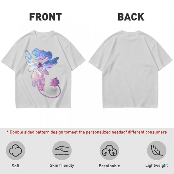 Olive T-Shirt With Whimsical Winged Creature Art Print