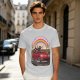 Olive T-Shirt With Red Convertible Car, Rainbow And People Graphic