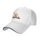 Black Baseball Cap With Colorful Ship And Mountain Graphic Print