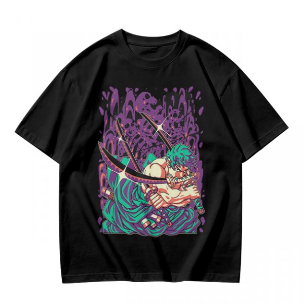 Olive T-Shirt With Anime Swordsman Graphic Print