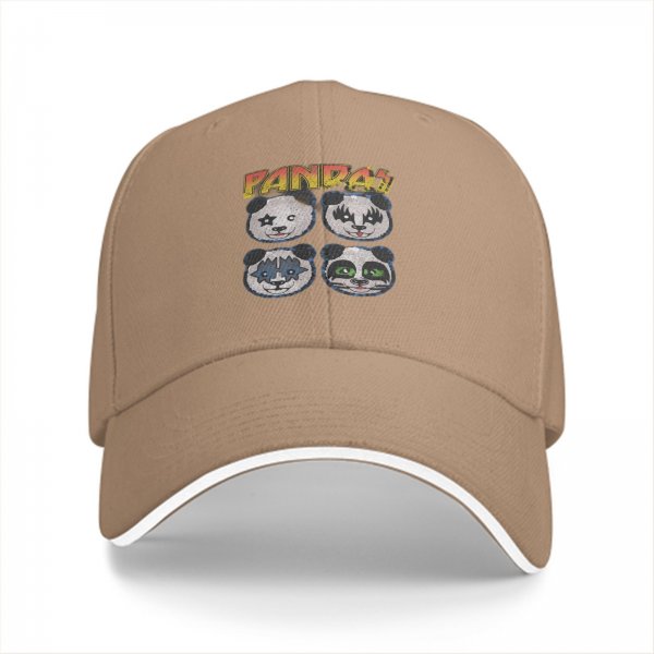 Black Baseball Cap With KISS Style Panda Band Graphic