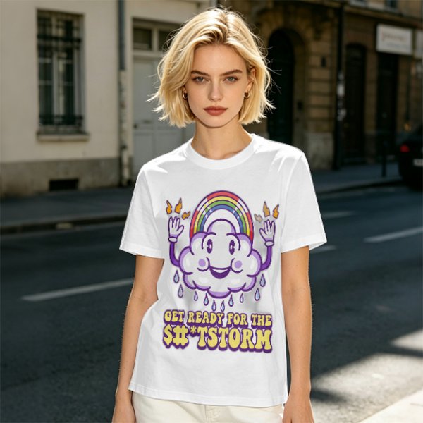 Get Ready For The Shitstorm Cloud Rainbow Graphic T-Shirt